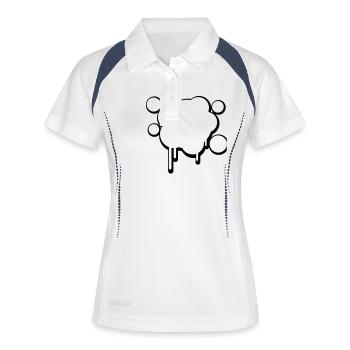 klecks___f1 - Frauen Polo atmungsaktiv - Weiß/Navy - Vorne