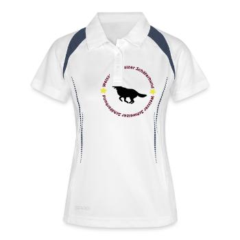 Weisser Schweizer Schäferhund - Frauen Polo atmungsaktiv - Weiß/Navy - Vorne