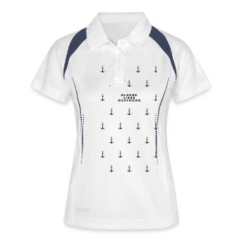 Glaube Liebe Hoffnung Faith Love Hope Gott Jesus - Frauen Polo atmungsaktiv - Weiß/Navy - Vorne