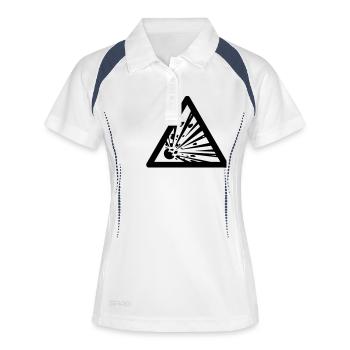 Gefahrensymbol - Sprengstoffe - Frauen Polo atmungsaktiv - Weiß/Navy - Vorne