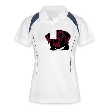 Labrador braun, blond oder schwarz - Frauen Polo atmungsaktiv - Weiß/Navy - Vorne