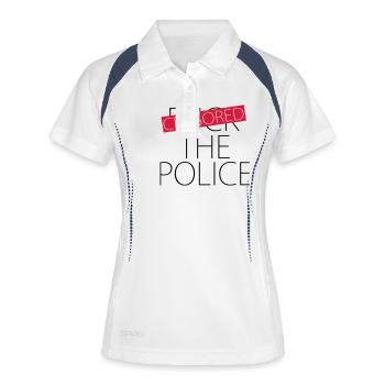 Fuck The Police - Censored - Frauen Polo atmungsaktiv - Weiß/Navy - Vorne