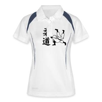 judo - Polo respirant Femme - blanc/marine - Devant