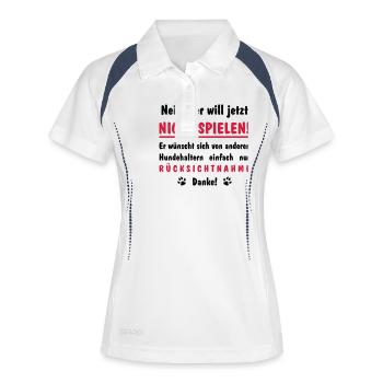 will nicht spielen will nur spielen - Frauen Polo atmungsaktiv - Weiß/Navy - Vorne