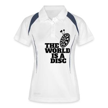 Dart Shirt The Wolrd is a Disc - Frauen Polo atmungsaktiv - Weiß/Navy - Vorne