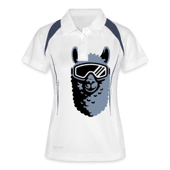 alpaka skibrille - Frauen Polo atmungsaktiv - Weiß/Navy - Vorne
