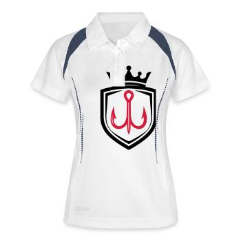 Angelhaken Schild - Frauen Polo atmungsaktiv - Weiß/Navy - Vorne