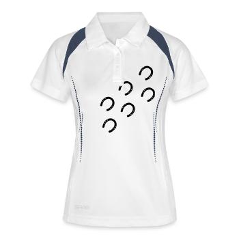 Pferd - Frauen Polo atmungsaktiv - Weiß/Navy - Vorne