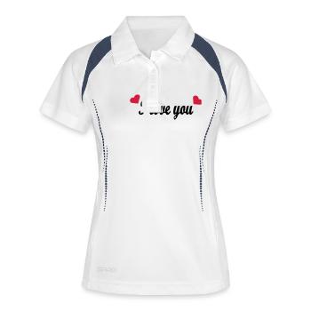I love you - Frauen Polo atmungsaktiv - Weiß/Navy - Vorne
