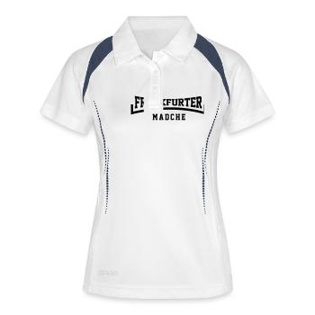 Frankfurter Mädche - FFM - Bembel - Frauen Polo atmungsaktiv - Weiß/Navy - Vorne