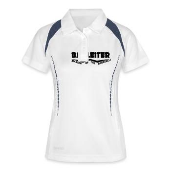 bauleiter master of the baustelle - Frauen Polo atmungsaktiv - Weiß/Navy - Vorne