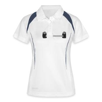 Bodybuilder Haltérophilie Français Frites - Polo respirant Femme - blanc/marine - Devant
