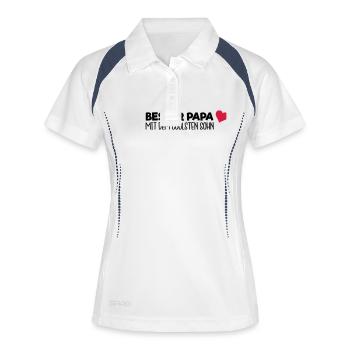 Bester Papa - Sohn - Frauen Polo atmungsaktiv - Weiß/Navy - Vorne