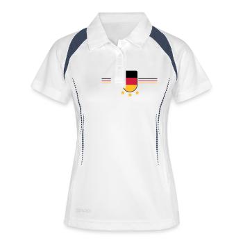 deutschland 3 sterne - Frauen Polo atmungsaktiv - Weiß/Navy - Vorne