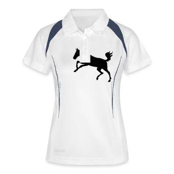 Springendes Pferd - Frauen Polo atmungsaktiv - Weiß/Navy - Vorne