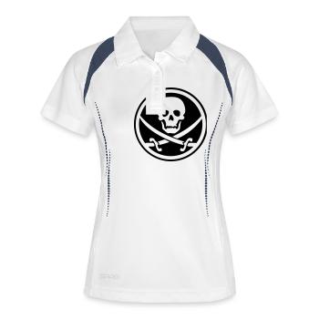 Pirate logo crâne sabres - Polo respirant Femme - blanc/marine - Devant