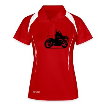 biker - Frauen Polo atmungsaktiv - Weiß/Navy - Vorne