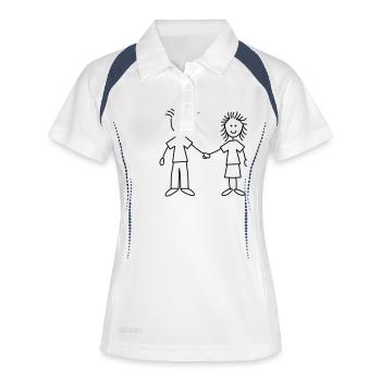 family_mom_and_dad_1c - Polo respirant Femme - blanc/marine - Devant
