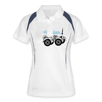 Holder mit Schriftzug - Frauen Polo atmungsaktiv - Weiß/Navy - Vorne