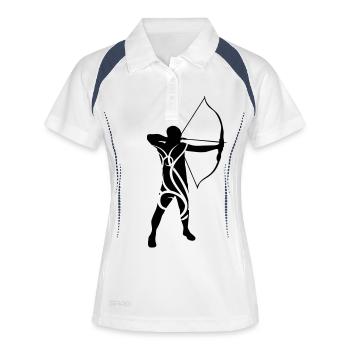 Archery male tribal de - Frauen Polo atmungsaktiv - Weiß/Navy - Vorne