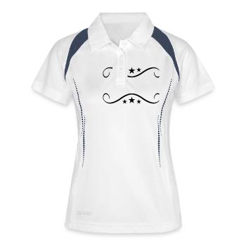 cadre texte écrire contour design cool logo 1c - Polo respirant Femme - blanc/marine - Devant
