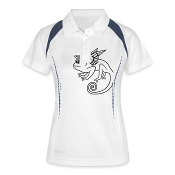 chamaeleon gestorben himmel tot tod fluegel engel - Frauen Polo atmungsaktiv - Weiß/Navy - Vorne