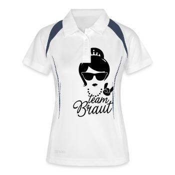 team Bride Braut JGA Hochzeit stag do polterabend - Frauen Polo atmungsaktiv - Weiß/Navy - Vorne
