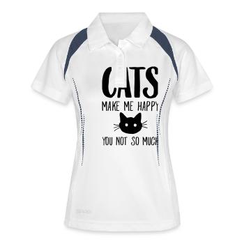 Cats Make Me Happy - You Not So Much - Frauen Polo atmungsaktiv - Weiß/Navy - Vorne