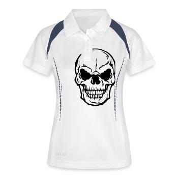tete de mort crane halloween 105 - Polo respirant Femme - blanc/marine - Devant