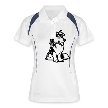 Bande dessinée de chien - Polo respirant Femme - blanc/marine - Devant