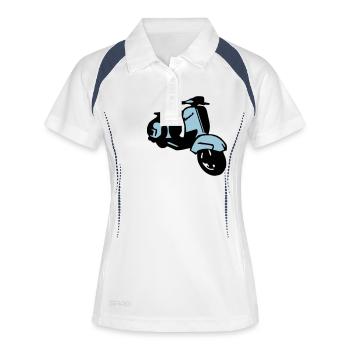 scooter2 - Frauen Polo atmungsaktiv - Weiß/Navy - Vorne