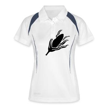 Maiskolben - Mais - Line - Frauen Polo atmungsaktiv - Weiß/Navy - Vorne