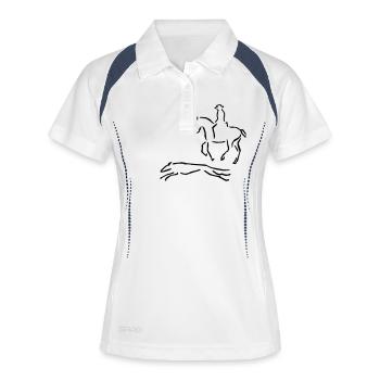 Reiter und Windhund - Frauen Polo atmungsaktiv - Weiß/Navy - Vorne