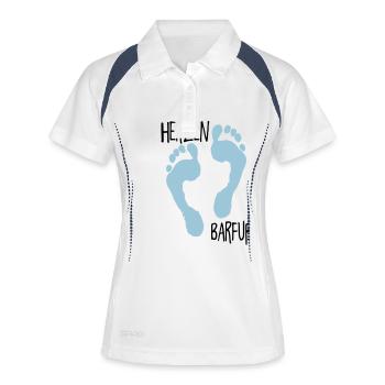 Im Herzen Barfuß - Frauen Polo atmungsaktiv - Weiß/Navy - Vorne