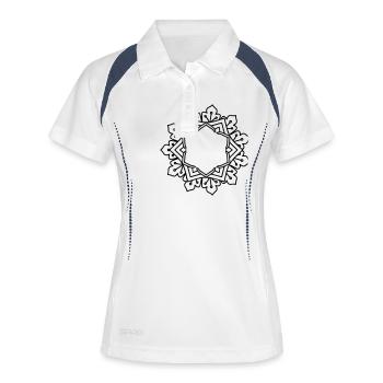 Mandala - Frauen Polo atmungsaktiv - Weiß/Navy - Vorne