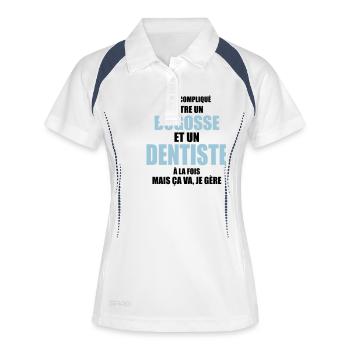 c'est compliqué d'être un bogosse et un dentiste - Polo respirant Femme - blanc/marine - Devant