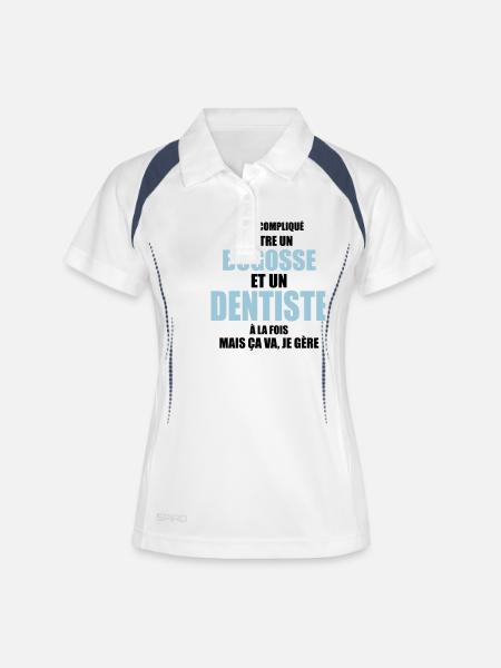 c'est compliqué d'être un bogosse et un dentiste - Polo respirant Femme - blanc/marine