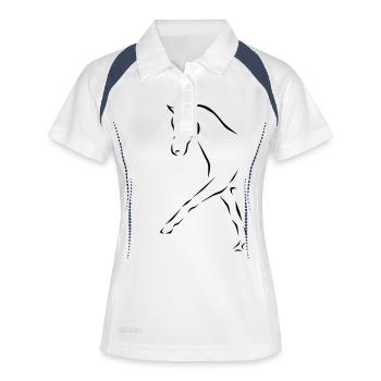 Dressage horse - Women's Polo breathable - white/navy - Front