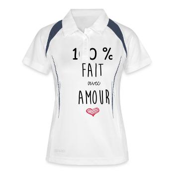 100% FAIT AVEC AMOUR - Polo respirant Femme - blanc/marine - Devant