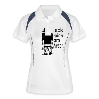 leck mich am arsch - Frauen Polo atmungsaktiv - Weiß/Navy - Vorne