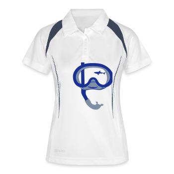 Snorkeling, diving, snorkeling mask and shark - Polo respirant Femme - blanc/marine - Devant