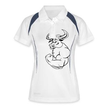 strong_taurus_01 - Frauen Polo atmungsaktiv - Weiß/Navy - Vorne