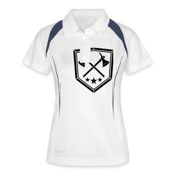 shield black 2 cross ax ax chopper lumberjack wood - Women's Polo breathable - white/navy - Front