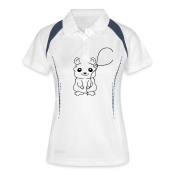 Hamster Balloon Gift Idea Comic - Polo respirant Femme - blanc/marine - Devant