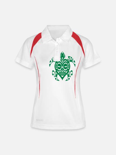 tortue - Polo respirant Femme - blanc/marine