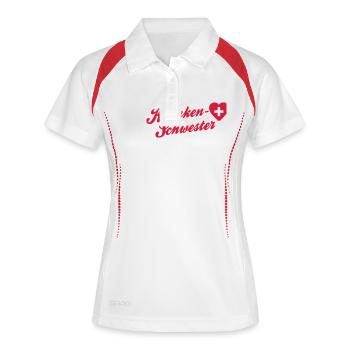krankenschwester - Frauen Polo atmungsaktiv - Weiß/Navy - Vorne