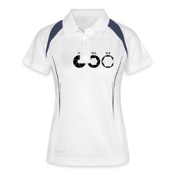 Fotograf Blende - Frauen Polo atmungsaktiv - Weiß/Navy - Vorne
