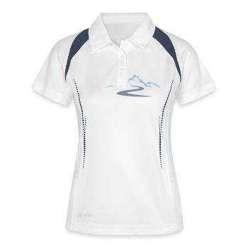 Landschaft - Berge Straße - Frauen Polo atmungsaktiv - Weiß/Navy - Vorne