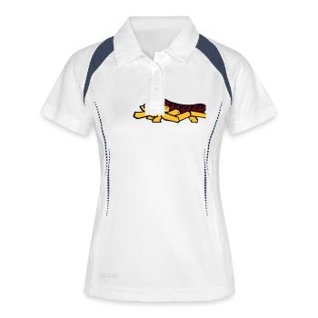 currywurst frite saucisse - Polo respirant Femme - blanc/marine - Devant
