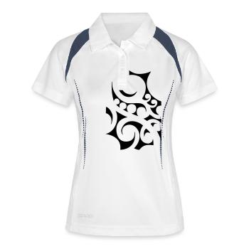 Maori Tribal 04 - Frauen Polo atmungsaktiv - Weiß/Navy - Vorne